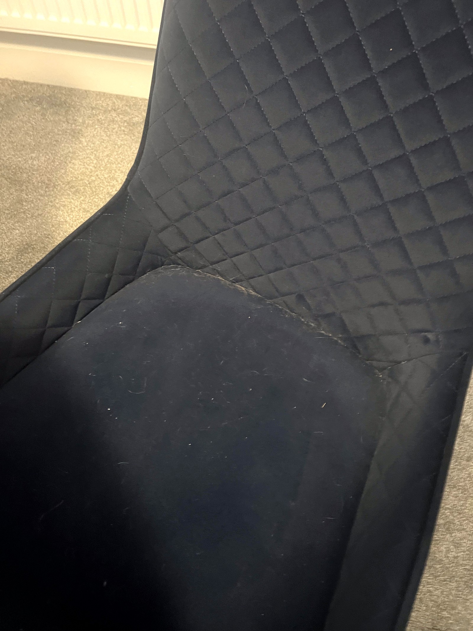 Upholstered chair before clean