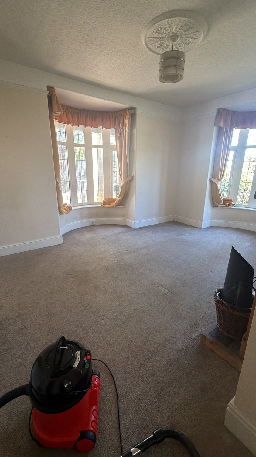 Same living room carpet being steam cleaned, restored and refreshed
